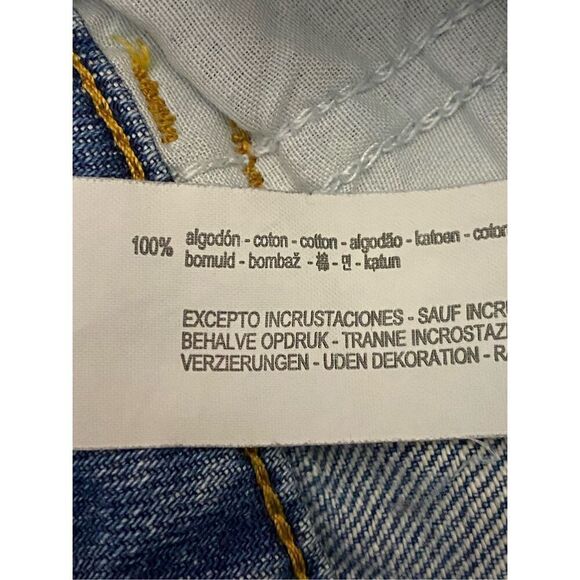 Zara Z1975 Basic Denim Boyfriend Jeans Distressed Raw Hem Beaded Women’s Sz 10 - Picture 5 of 8